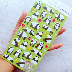 Panda Stickers by Mind Wave | Giant Panda Bear Sticker | Animal Seal Label | Planner Sticker | Kawaii Packaging Supplies | Erin Condren Stickers | Kikki K Stickers | Card Making | Scrapbooking Embellishments