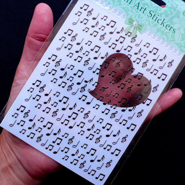Music Note Nail Art Stickers | Clear PVC Deco Sticker for Open Bezels ...