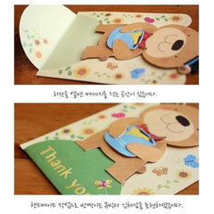 Animal Card & Envelope Set (Bear) | Thank You Greeting Card | Baby Shower Supplies | Kawaii Stationery from Korea