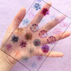 Colorful Flower Clear Film | Floral Embellishment for Kawaii UV Resin | Filling Material | Resin Craft Supplies