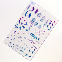 Bird and Cage Clear Film Sheet in Galaxy Gradient | Animal Embellishments for for UV Resin Art | Kawaii Resin Fillers