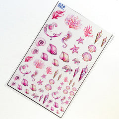 Marine Life Clear Film Sheet | Nautical Resin Fillers | Seashell Embellishment for UV Resin Crafts
