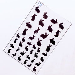 Bunny Silhouette Clear Film Sheet for UV Resin Crafts | Black Rabbit Embellishments | Resin Fillers