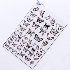 Black Butterfly Clear Film | Resin Fillers | Insect Embellishments for UV Resin Art