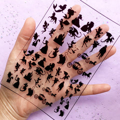 Fairytale Princess Clear Film | Mermaid Cinderella Unicorn Dragon Silhouette | Fairy Tale Embellishments for UV Resin | Resin Fillers