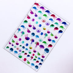 Colorful Jellyfish Clear Film Sheet | Marine Life Filling Materials for UV Resin Art | Sea Creature Embellishments