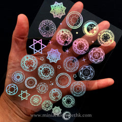 Holographic Magic Circle Clear Film for UV Resin Art | Kawaii Mahou Kei Sacred Geometry Embellishments | Magical Filling Materials