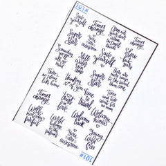 Calligraphy Message Clear Film Sheet | Resin Craft Supplies | Inspirational Words | Encouraging Sentence | Resin Fillers