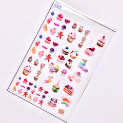 Kawaii Sweet Deco Clear Film Sheet | Cupcake Cake Gingerbread Man Macaron | Resin Fillers | UV Resin Art Supplies