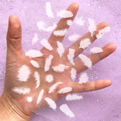 White Feather Clear Film Sheet | Resin Inclusions | Kawaii UV Resin Art Supplies | Embellishments for Resin Craft