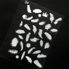 White Feather Clear Film Sheet | Resin Inclusions | Kawaii UV Resin Art Supplies | Embellishments for Resin Craft