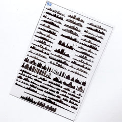 City Silhouette Clear Film Sheet | Building Embellishments for Resin Art | Resin Inclusions | Resin Fillers