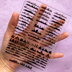 City Silhouette Clear Film Sheet | Building Embellishments for Resin Art | Resin Inclusions | Resin Fillers