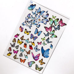 Colorful Butterfly Clear Film Sheet | UV Resin Fillers | Spring Nature Embellishments | Resin Jewelry Supplies