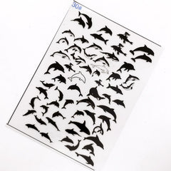 Whale and Dolphin Silhouettes Clear Film Sheet | UV Resin Inclusions | Fish Marine Life Sea Animal Embellishments