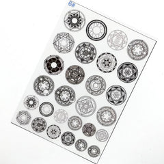 Magic Circle Pattern Clear Film Sheet | UV Resin Inclusion | Sacred Symbol Embellishments | Kawaii Magical Girl Craft Supplies