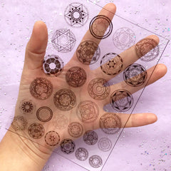 Magic Circle Pattern Clear Film Sheet | UV Resin Inclusion | Sacred Symbol Embellishments | Kawaii Magical Girl Craft Supplies