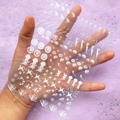 Jellyfish Clear Film Sheet in White Color | Kawaii UV Resin Inclusions | Marine Life Coral Reefs Embellishment