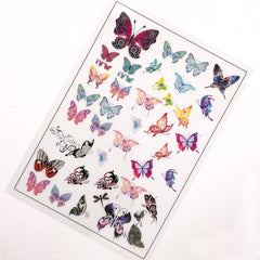 Bohemian Butterfly Clear Film Sheet | Filling Material for UV Resin | Colorful Insect Nature Embellishments | Resin Craft Supplies