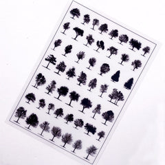 Tree Silhouette Clear Film Sheet for UV Resin | Nature Embellishments | Resin Fillers | Kawaii Craft Supplies