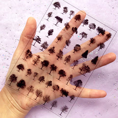 Tree Silhouette Clear Film Sheet for UV Resin | Nature Embellishments | Resin Fillers | Kawaii Craft Supplies