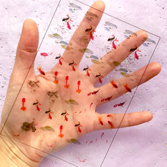 Koi Pond Clear Film Sheet | Goldfish Embellishments | Kawaii Resin Fillers | UV Resin Art Supplies