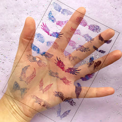 Magical Wing Clear Film Sheet for UV Resin | Galaxy Gradient Pegasus Wings | Angel & Devil Embellishments | Resin Inclusion