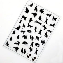 Cat Silhouette Clear Film Sheet for UV Resin | Resin Inclusions | Animal Embellishments | Kawaii Craft Supplies