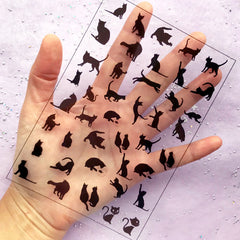 Cat Silhouette Clear Film Sheet for UV Resin | Resin Inclusions | Animal Embellishments | Kawaii Craft Supplies