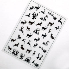 Reindeer Clear Film Sheet for UV Resin | Christmas Resin Inclusions | Animal Silhouette Embellishments | Kawaii Jewelry Supplies