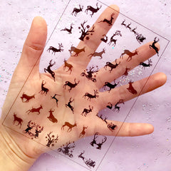 Reindeer Clear Film Sheet for UV Resin | Christmas Resin Inclusions | Animal Silhouette Embellishments | Kawaii Jewelry Supplies