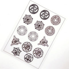 DEFECT Magical Girl Magic Circle Clear Film Sheet | Sacred Symbol Embellishment | Filling Material for Kawaii Resin Jewellery Making