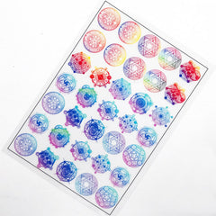 Kawaii Magic Circle Clear Film Sheet in Rainbow Galaxy Gradient | Magical Girl Resin Jewelry Making | Filling Materials for UV Resin Crafts