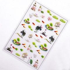 Lotus Pond Clear Film Sheet | Resin Jewelry Making | Koi Pond Embellishments | UV Resin Inclusion