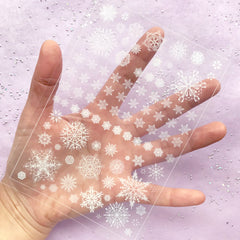 Snowflake Clear Film Sheet in White Color | Winter Embellishment | Christmas Resin Jewellery Supplies | Filling Material