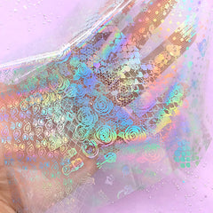 Holographic Transfer Sheet | Holo Clear Film | Nail Decal | Nail Foil | Resin Craft Supplies | Mermaid Scales Skull Rose Polka Dot (10 Sheets)