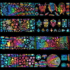 Holo Nail Transfer Foil | Holographic Decal for Kawaii Resin Crafts | Unicorn Dreamcatcher Christmas Flower (8 Sheets)