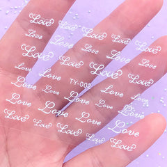 Love Nail Art Sticker (White) | Kawaii Embellishments for Resin Craft | UV Resin Fillers | Resin Inclusions