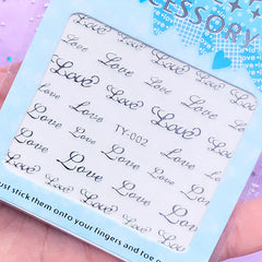 Word Love Sticker (Silver) | UV Resin Inclusion | Resin Filler | Love Embellishment | Resin Art Supplies | Nail Deco