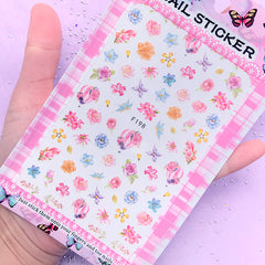 Watercolor Flower and Hot Air Balloon Sticker | Floral Resin Inclusions | Embellishment for UV Resin Crafts | Nail Designs