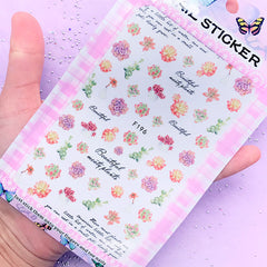 Succulent Plant Sticker in Watercolor Style | Floral Embellishments | Filling Materials for UV Resin Craft | Resin Inclusions | Nail Decorations