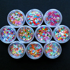 Assorted Rainbow Confetti in Various Shapes | Colorful Sprinkles | Kawaii Glitter Flakes | Resin Filling Materials | Nail Art Supplies (10pcs)