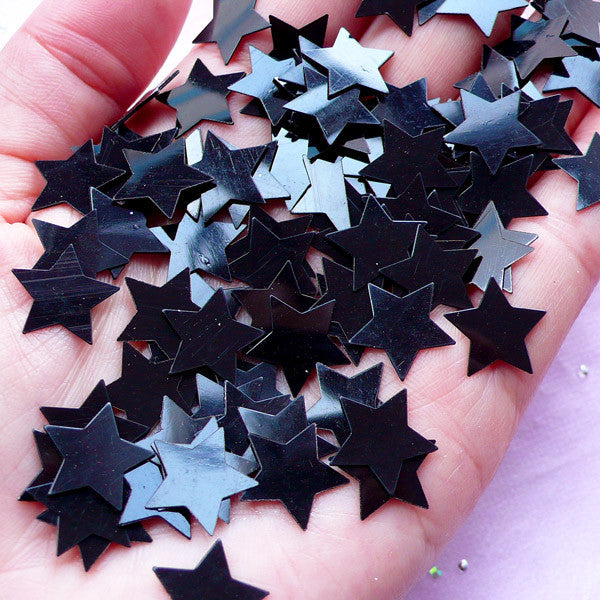 Black Star Confetti in 13mm | Party Decoration | Table Scatter | Resin Craft (150pcs / 5 grams)