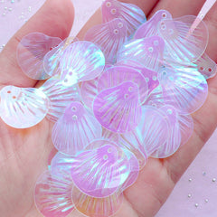 Iridescent Shell Confetti | Translucent Seashell Sequin | Resin Craft & Sewing Supplies (AB White / 40pcs / 4 grams / 18mm x 19mm)