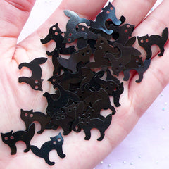 Black Cat Confetti | Halloween Decoration | Gothic Lolita Resin Craft (150pcs / 5 grams / 16mm x 14mm)