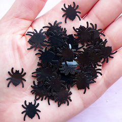 Spider Confetti | Creepy Halloween Decoration | Gothic Lolita Craft (Black / 150pcs / 5 grams / 12mm x 13mm)