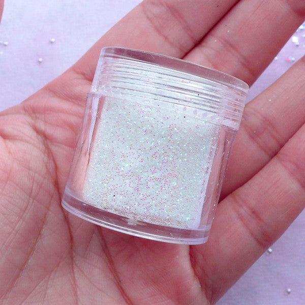 Craft Glitter Powder | Iridescent Sprinkles | Holographic Resin Art & Nail Deco Supplies (White / 4-6 grams)
