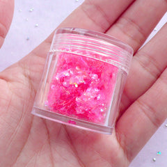 CLEARANCE Mica Nail Art Supplies | Iridescent Confetti | Translucent Glitter Flake | Resin Cabochon Making (AB Hot Pink)