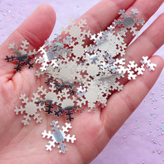 Silver Snow Flake Confetti | 19mm Snowflake Embellishments | Christmas Table Scatter & Card Making (4 grams)