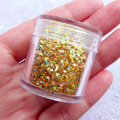 Gold Hexagon Glitter | Iridescent Flakes | Bling Bling Glitter Roots Confetti | Holographic Resin Piece Making | Sparkle Nail Deco | Scrapbook (Aurora Borealis Gold)